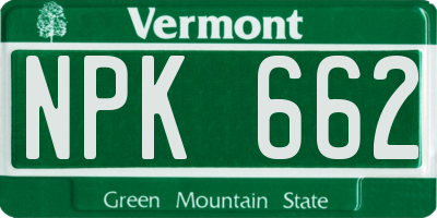 VT license plate NPK662