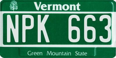 VT license plate NPK663
