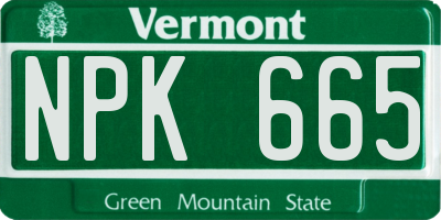 VT license plate NPK665