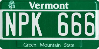 VT license plate NPK666