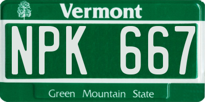 VT license plate NPK667