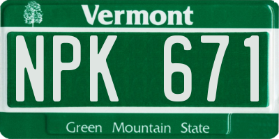 VT license plate NPK671