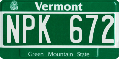 VT license plate NPK672