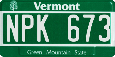 VT license plate NPK673