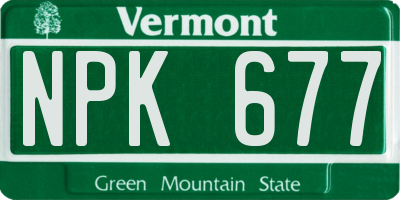 VT license plate NPK677