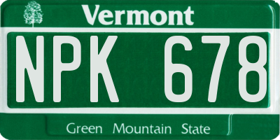 VT license plate NPK678