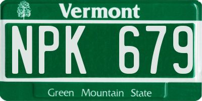 VT license plate NPK679