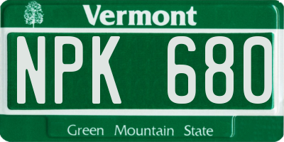 VT license plate NPK680