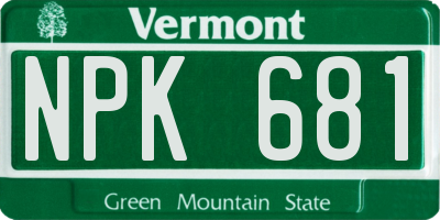 VT license plate NPK681