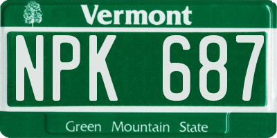 VT license plate NPK687