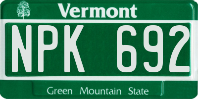 VT license plate NPK692
