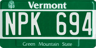VT license plate NPK694