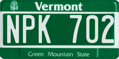 VT license plate NPK702