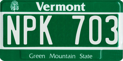 VT license plate NPK703