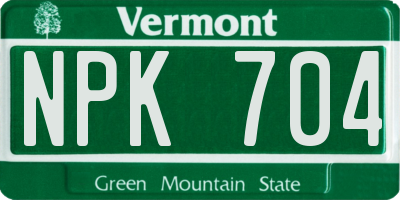 VT license plate NPK704