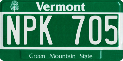 VT license plate NPK705