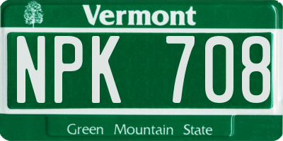 VT license plate NPK708