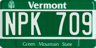 VT license plate NPK709