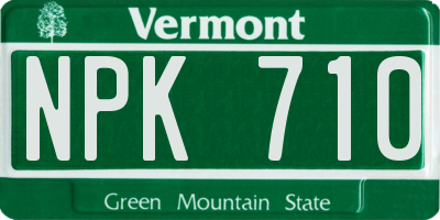 VT license plate NPK710