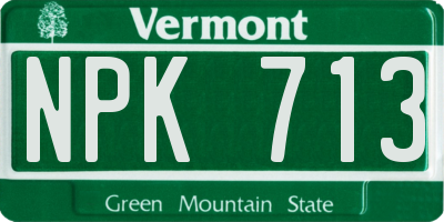 VT license plate NPK713