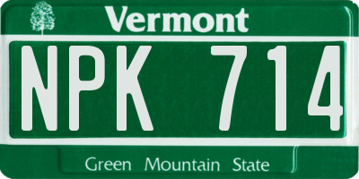 VT license plate NPK714