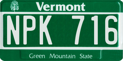 VT license plate NPK716