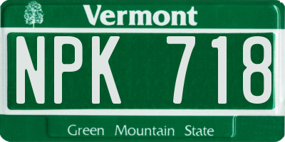 VT license plate NPK718