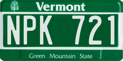 VT license plate NPK721