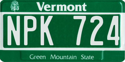 VT license plate NPK724
