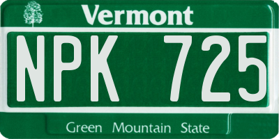 VT license plate NPK725