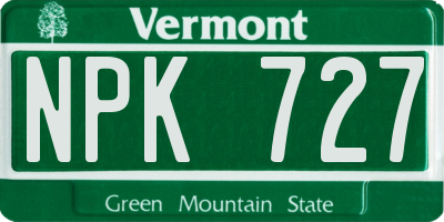 VT license plate NPK727