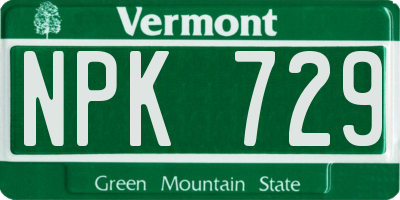 VT license plate NPK729