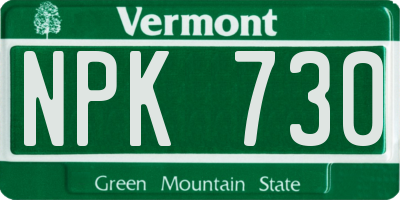 VT license plate NPK730