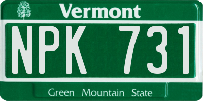 VT license plate NPK731