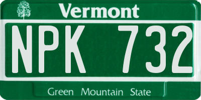 VT license plate NPK732