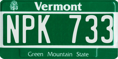 VT license plate NPK733