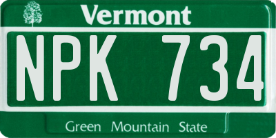 VT license plate NPK734