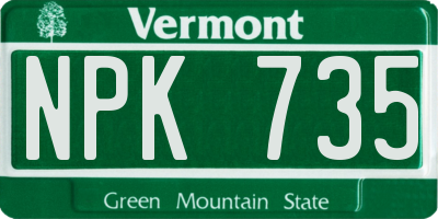 VT license plate NPK735