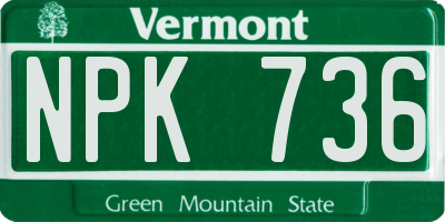 VT license plate NPK736