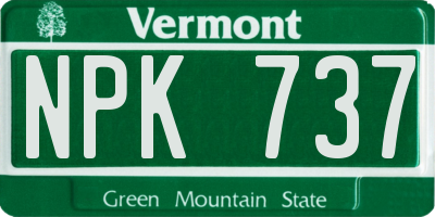 VT license plate NPK737