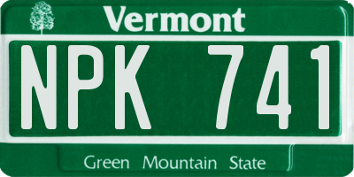 VT license plate NPK741