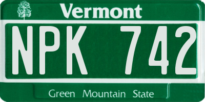 VT license plate NPK742