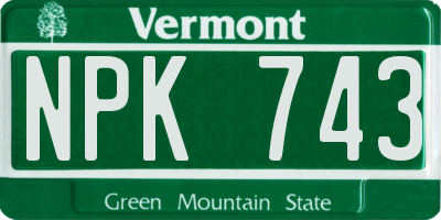 VT license plate NPK743