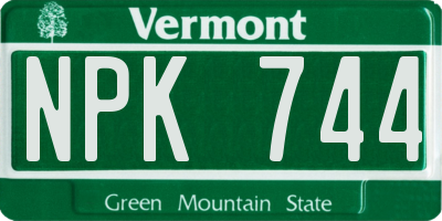 VT license plate NPK744