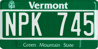 VT license plate NPK745