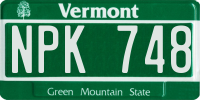 VT license plate NPK748