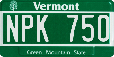 VT license plate NPK750