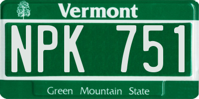 VT license plate NPK751