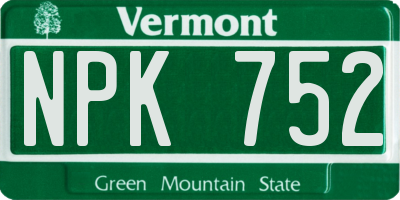 VT license plate NPK752