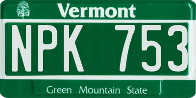 VT license plate NPK753